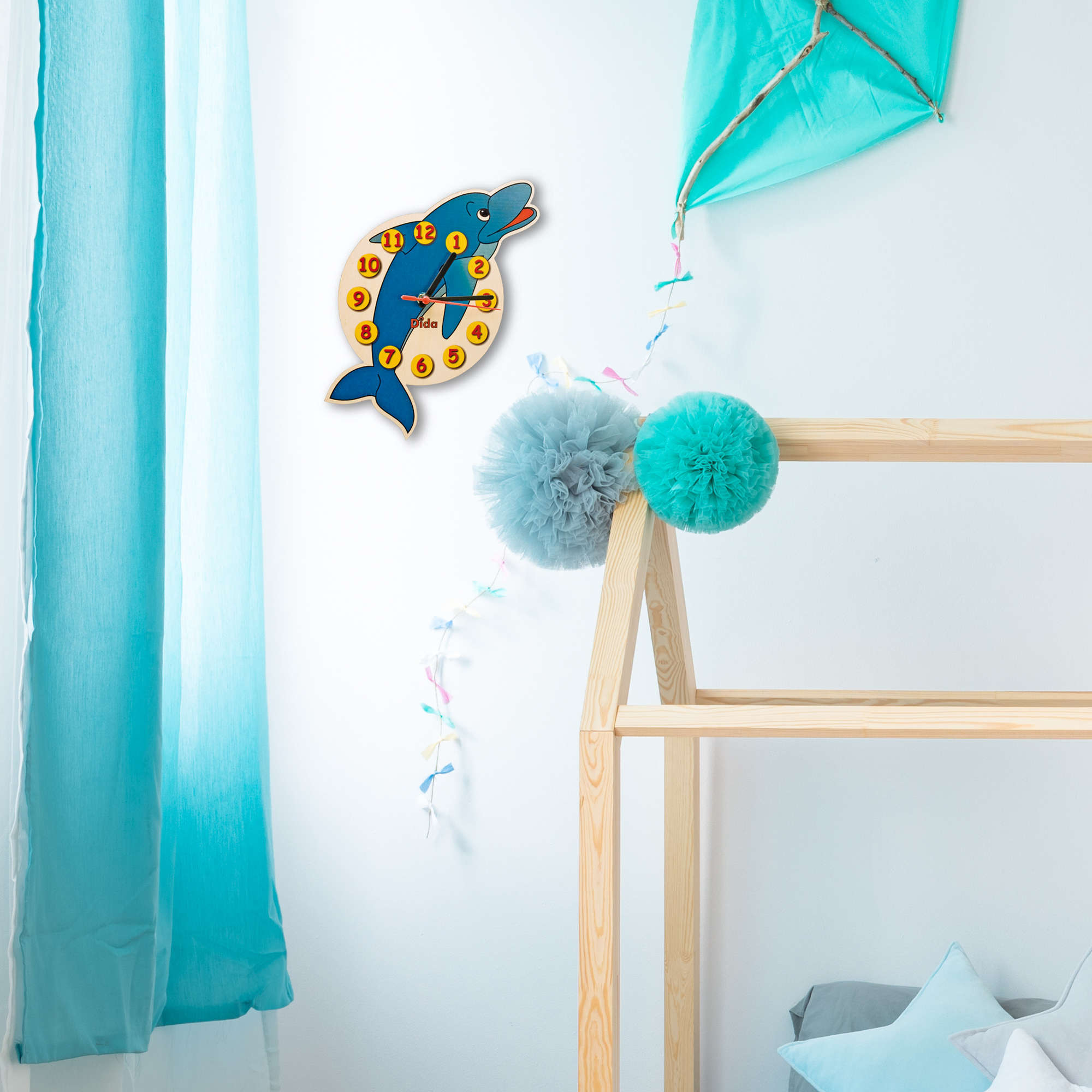 Orologio da cameretta- Delfino- Camerette- Orologio bambino parete- Dida Orologio da cameretta- Delfino- Camerette- Orologio bambino parete- Dida