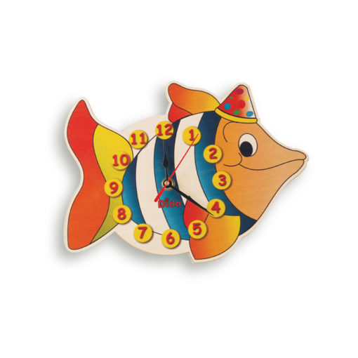 Orologio cameretta bambini - Pesce - Orologio parete in legno - Dida