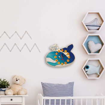 Orologio da parete bambini -Balena - decorazione da parete in legno - Dida