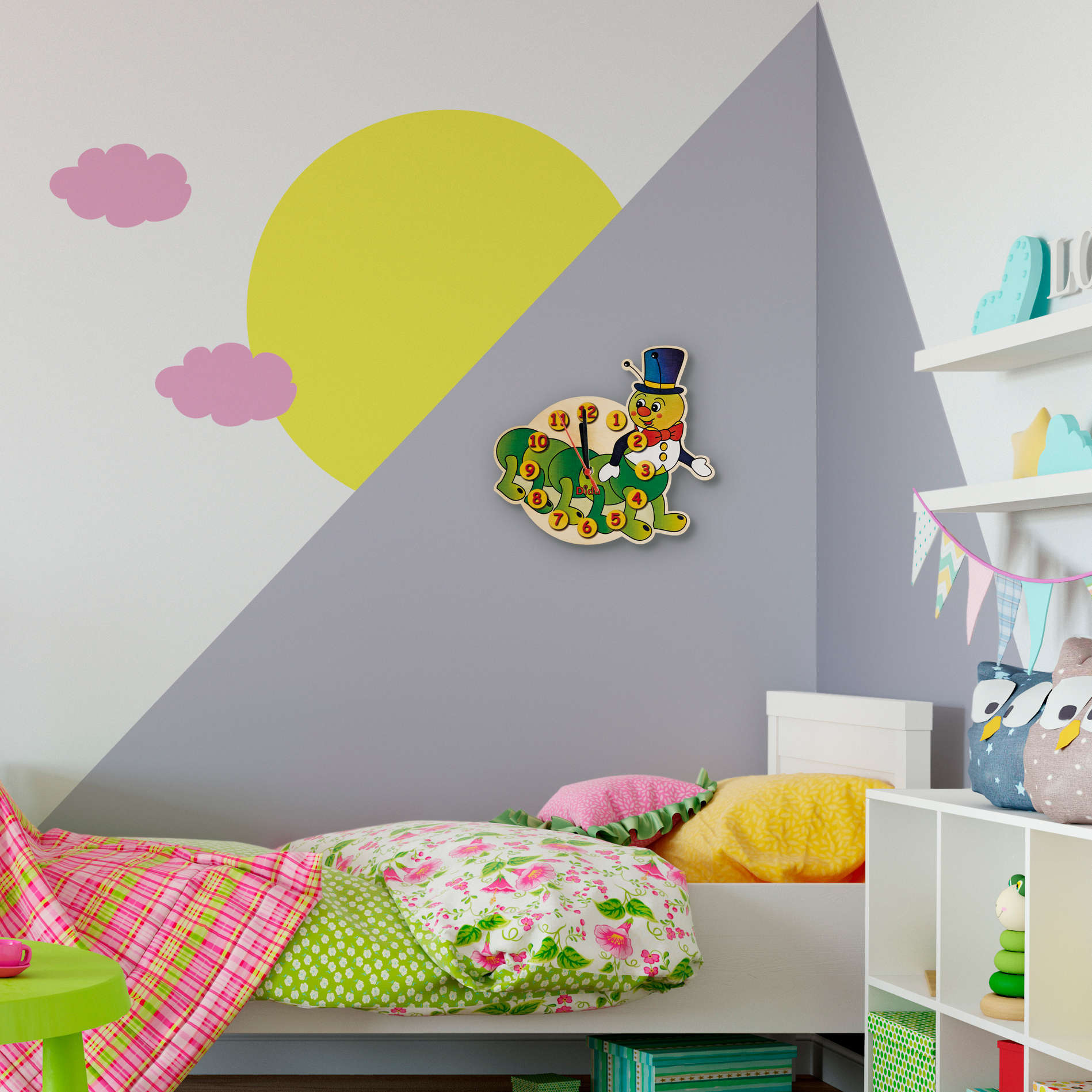 Orologio Bruco per la cameretta - imparare il trascorrere del tempo - Dida