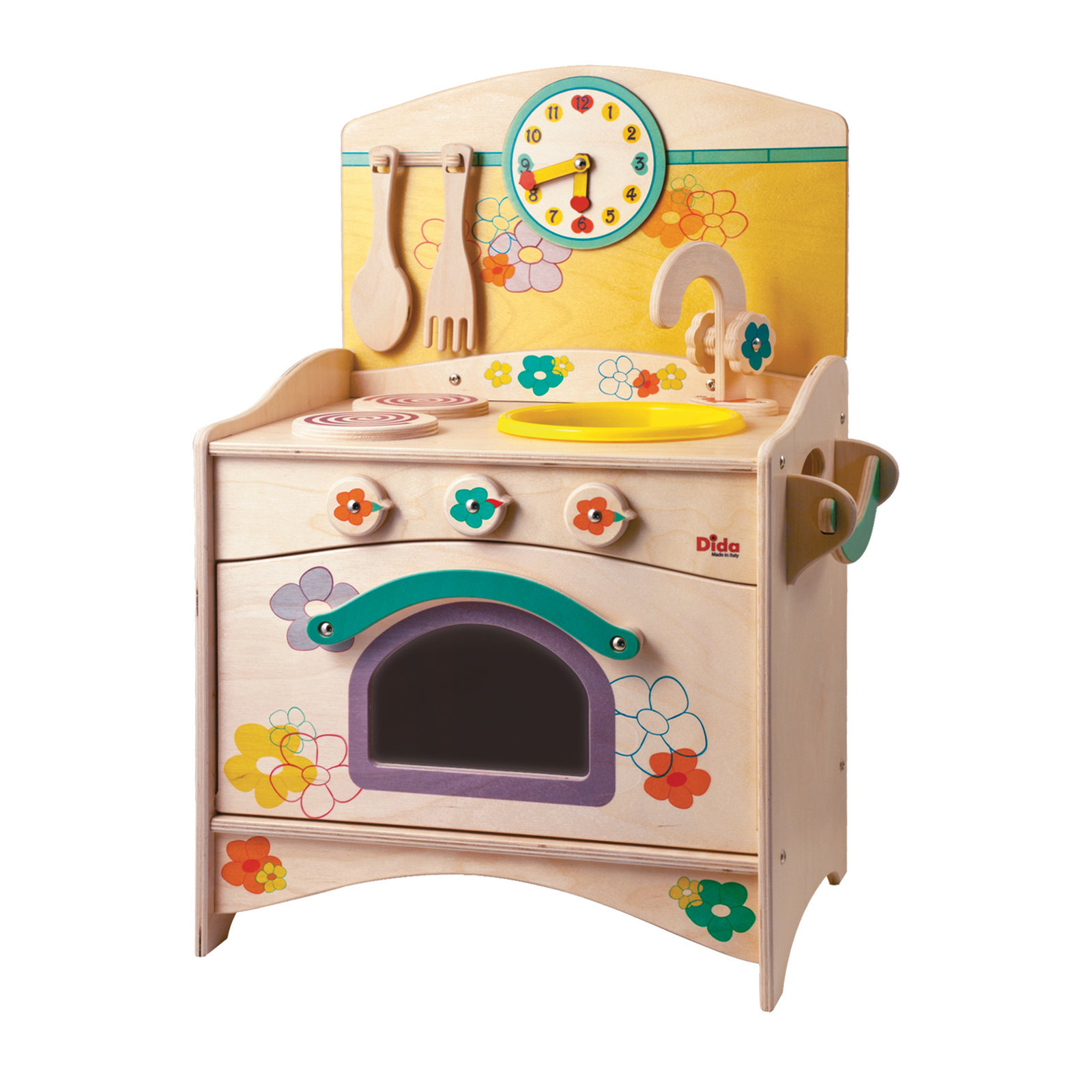 Trio cucina giocattolo in legno Fiori gioco di imitazione - bimbi 2 anni - Dida Trio cucina giocattolo in legno Fiori gioco di imitazione - bimbi 2 anni - Dida