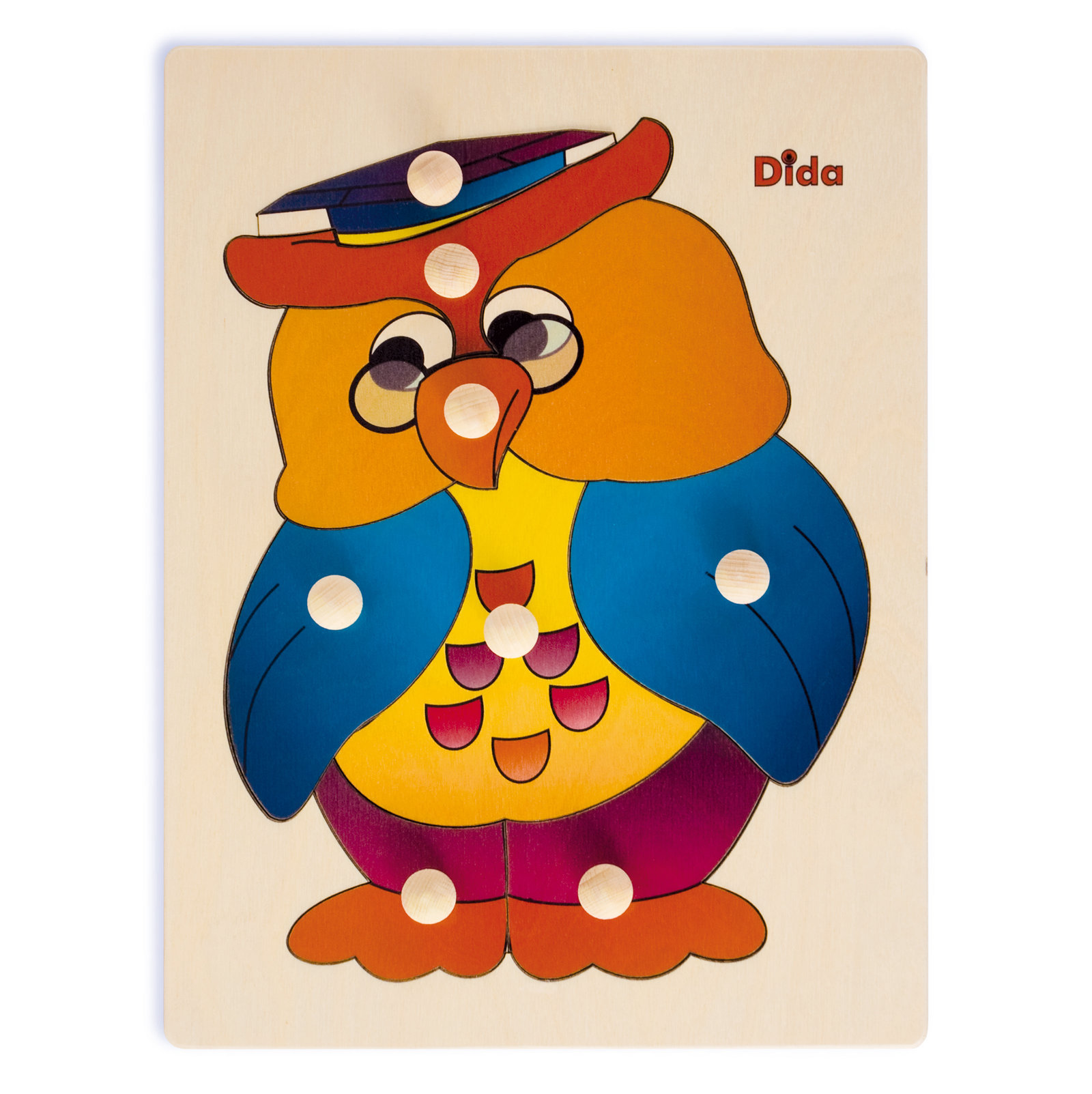 Puzzle in legno Gufo, 8 tessere con pomelli - Gioco di pazienza, concentrazione, e osservazione - Dida Puzzle in legno Gufo, 8 tessere con pomelli - Gioco di pazienza, concentrazione, e osservazione - Dida