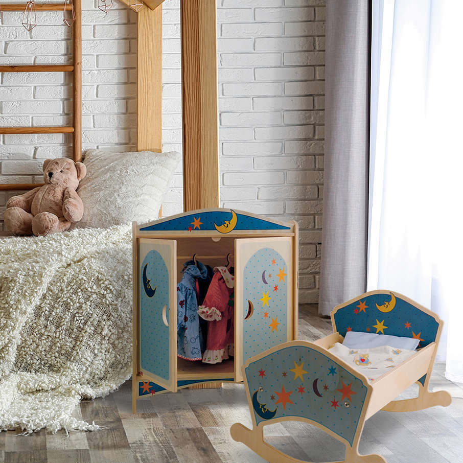 Armadio delle bambole Luna- giochi di imitazione in legno - Dida armadio bambole luna