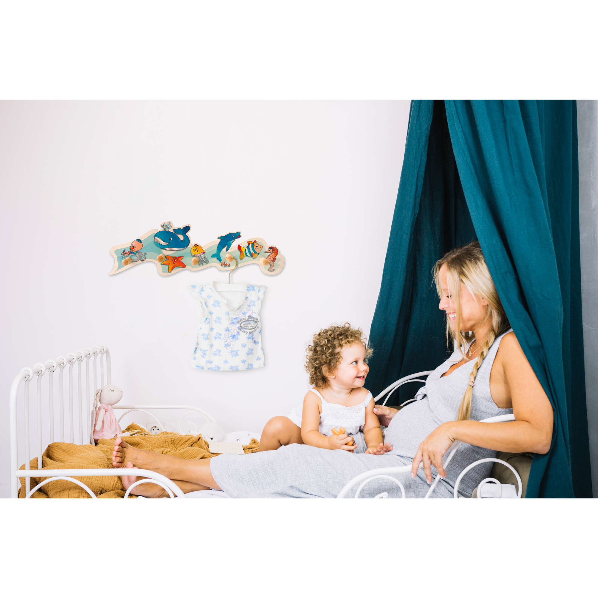 Appendiabiti bambino-animali marini- attaccapanni da parete in legno- Dida Appendiabiti bambino-animali marini- attaccapanni da parete in legno- Dida