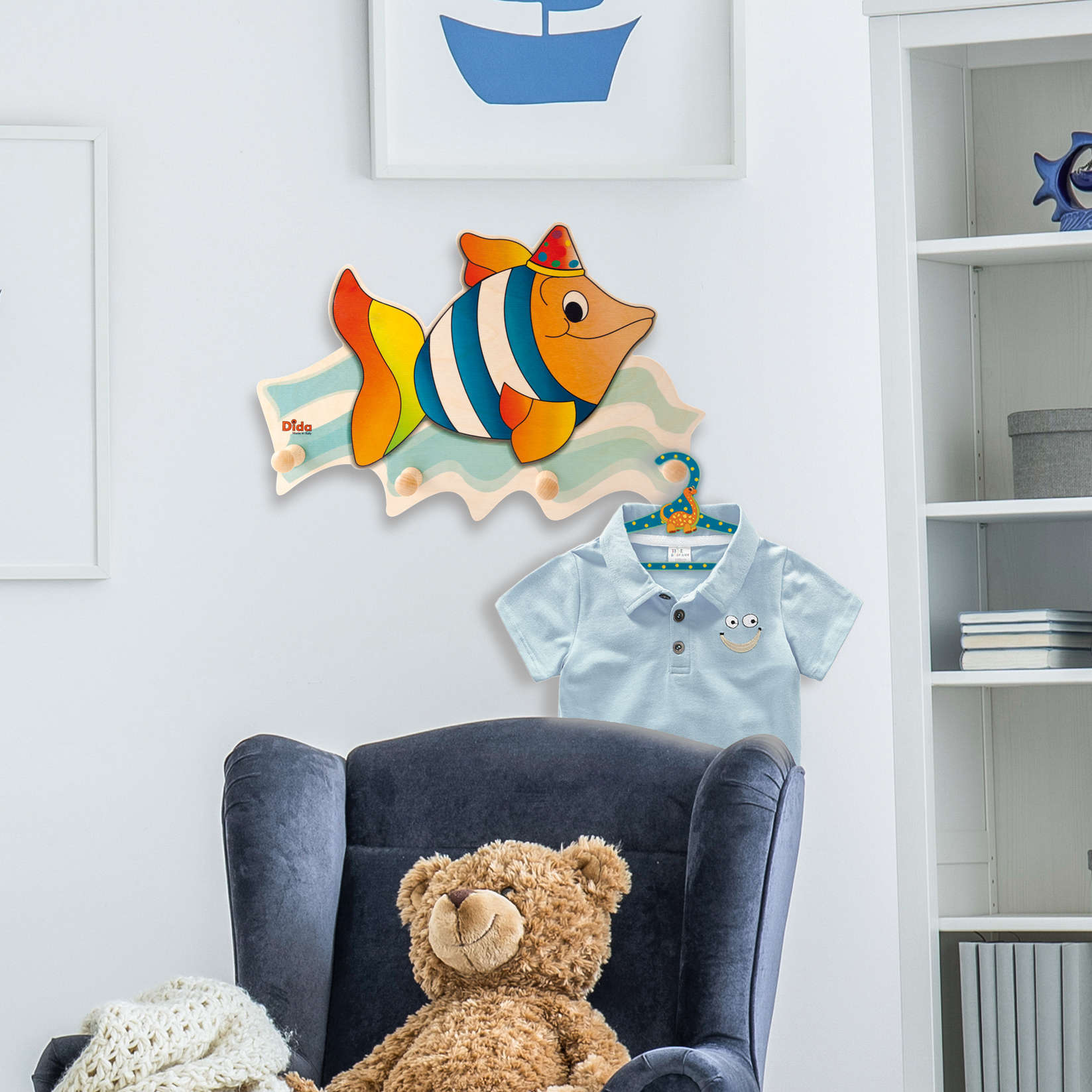 Appendiabiti cameretta dei bambini – un coloratissimo Pesce arreda - Dida attaccapanni pesce
