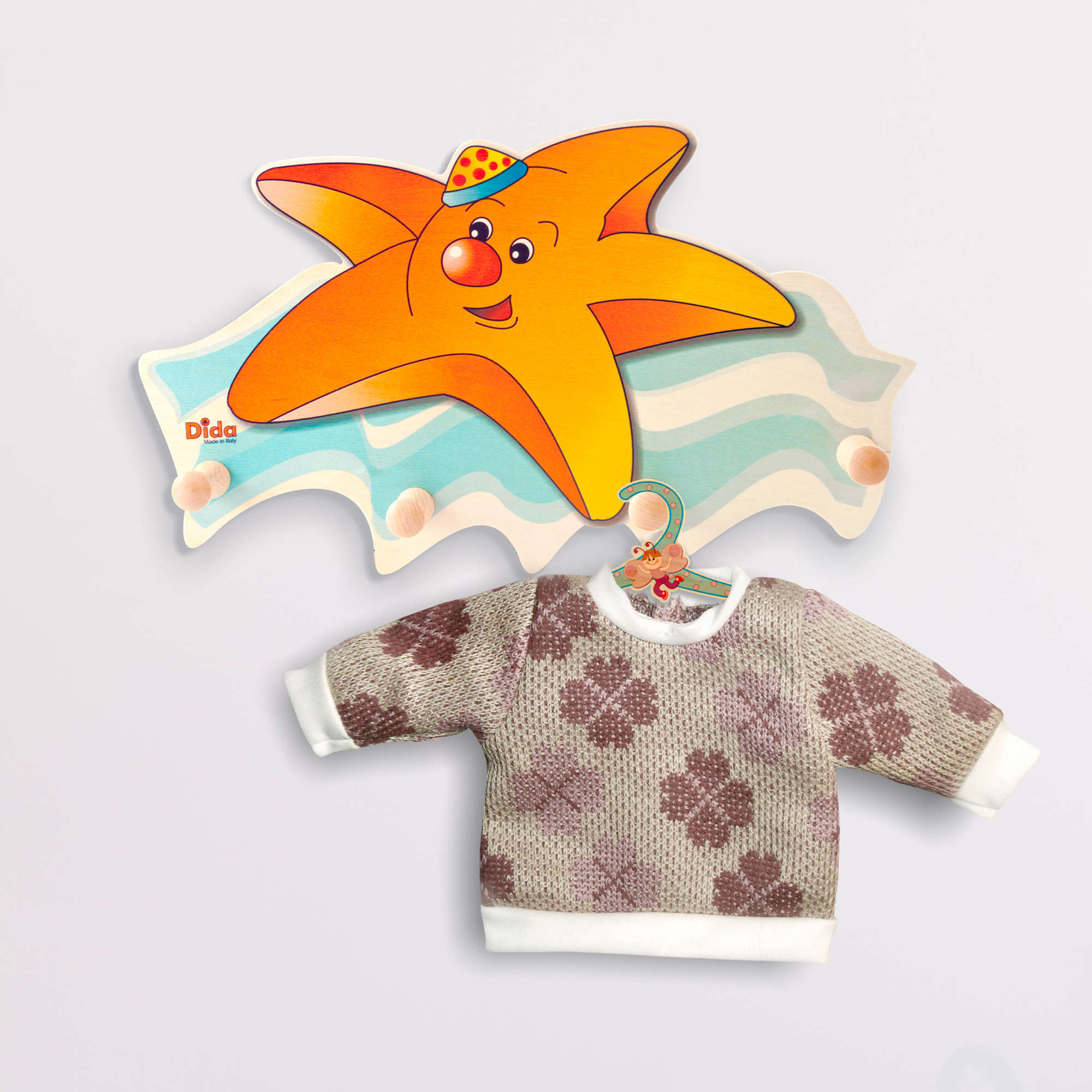 Appendiabiti da parete per bambini-arredare con la Stella marina - Dida Appendiabiti da parete per bambini-arredare con la Stella marina - Dida