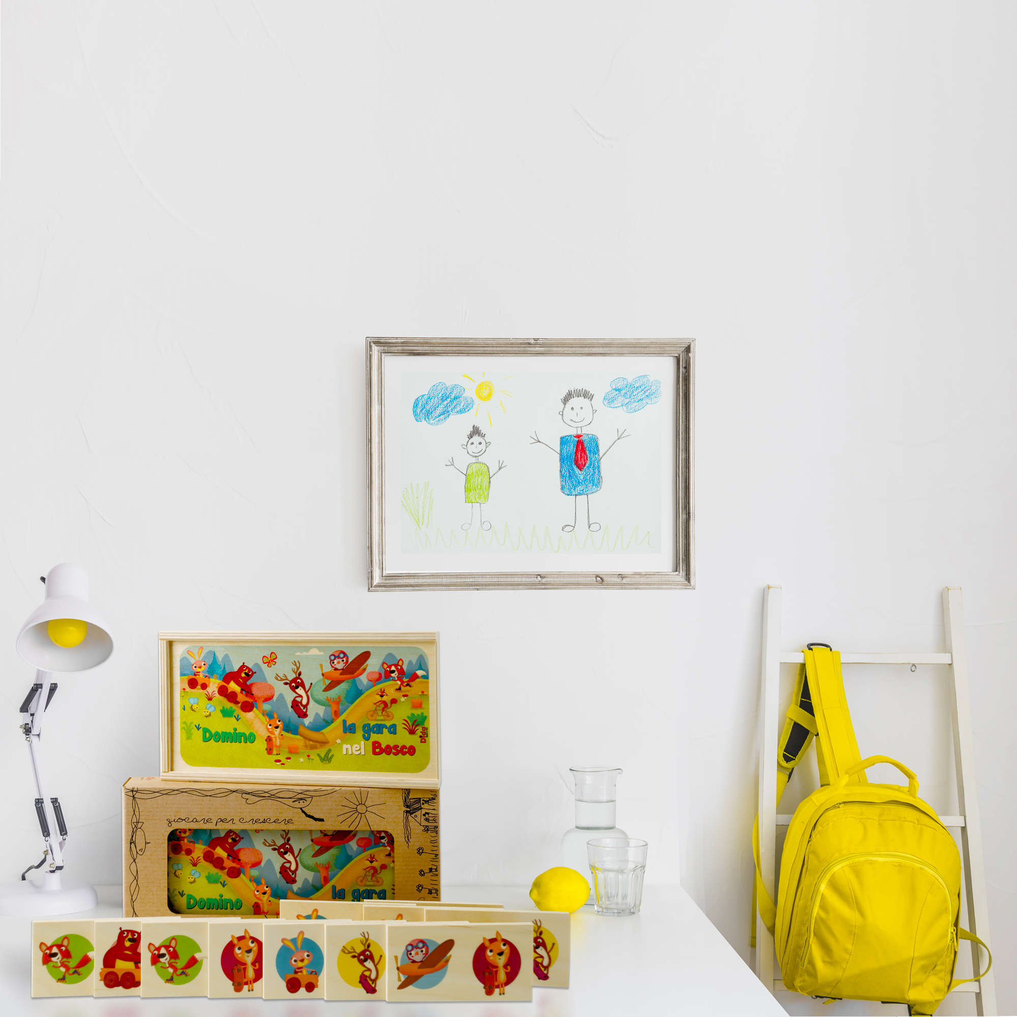 Domino gioco in legno "la gara"- gioco da tavolo e di associazione -Dida Domino gioco in legno "la gara"- gioco da tavolo e di associazione -Dida