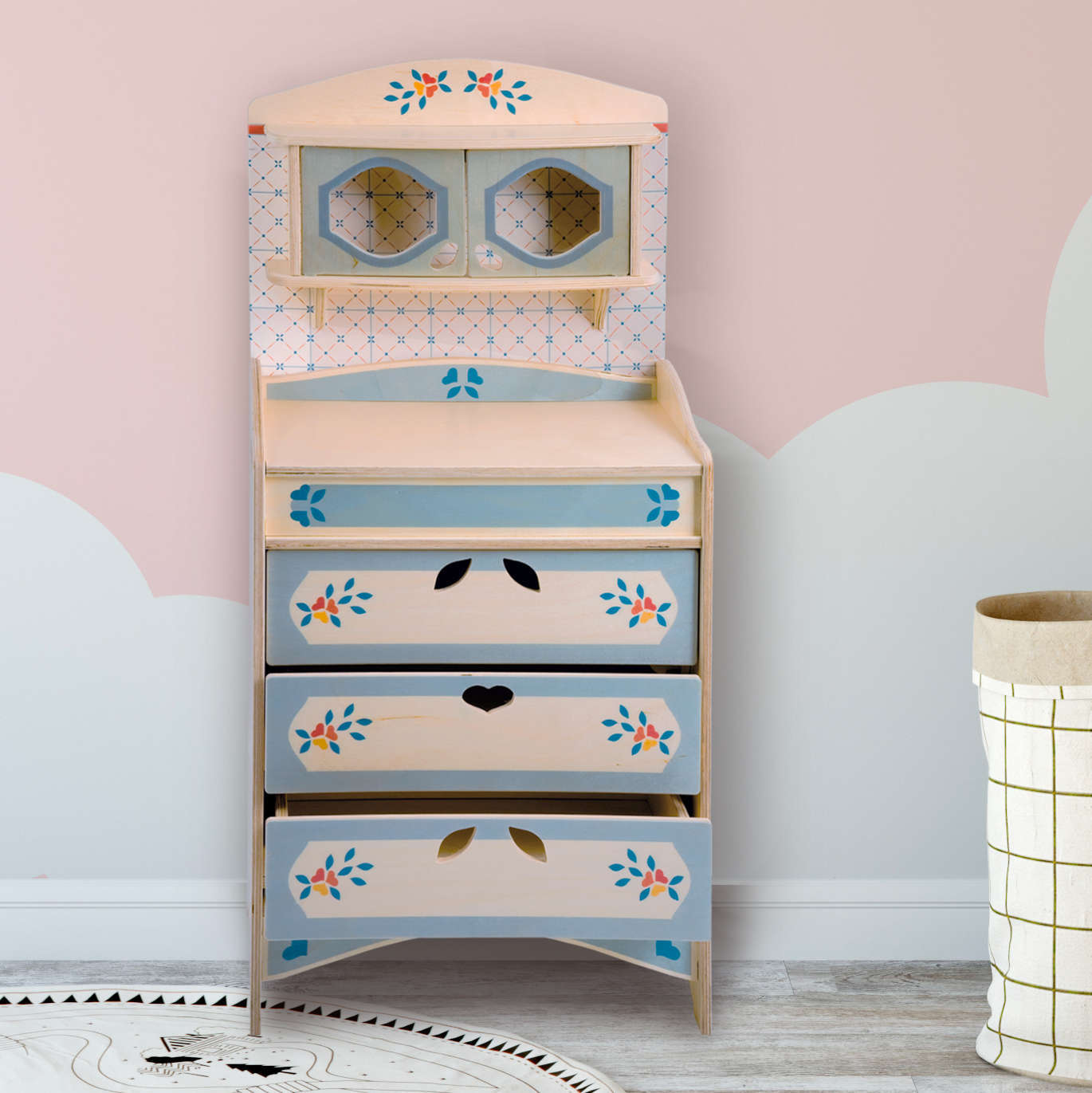 Cassettiera giocattolo in legno arredi montessoriani a misura di bimbo-Dida