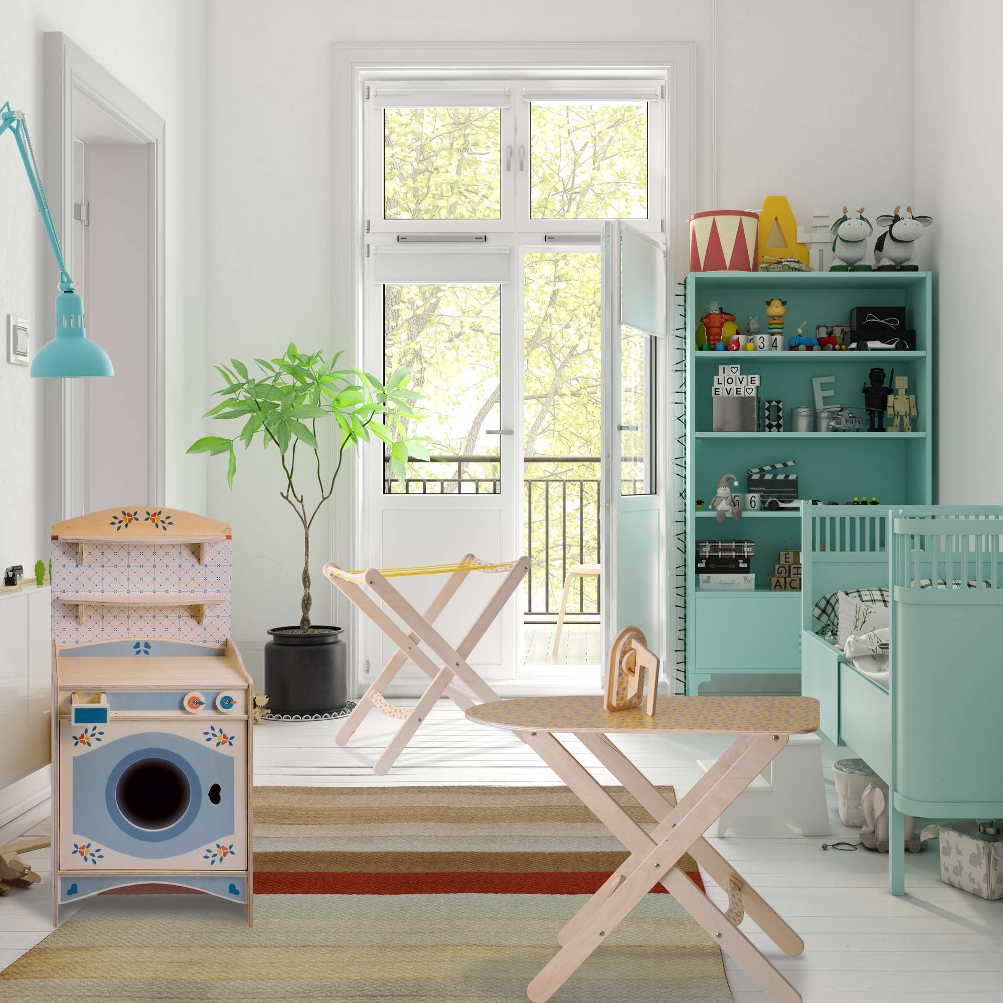 Giochi-di-imitazione-Lavatrice-Stendino-Asse-da-stiro-1