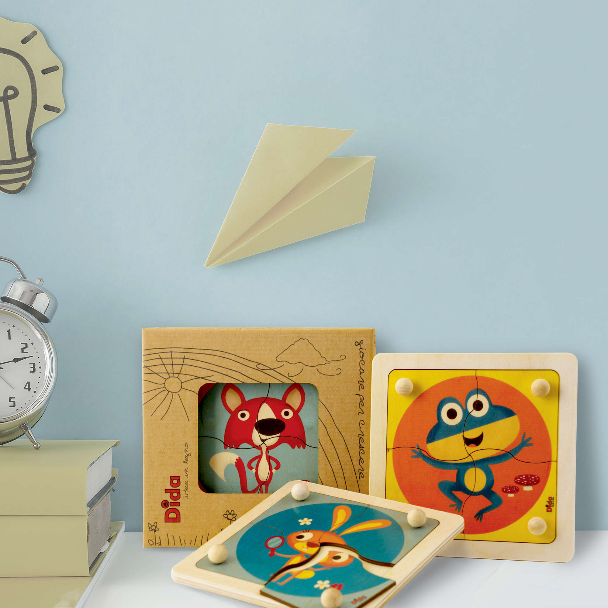 Animaletti del bosco - Mini Puzzle in legno, 4 grandi tessere con pomello per bambini - Dida Animaletti del bosco - Mini Puzzle in legno, 4 grandi tessere con pomello per bambini - Dida