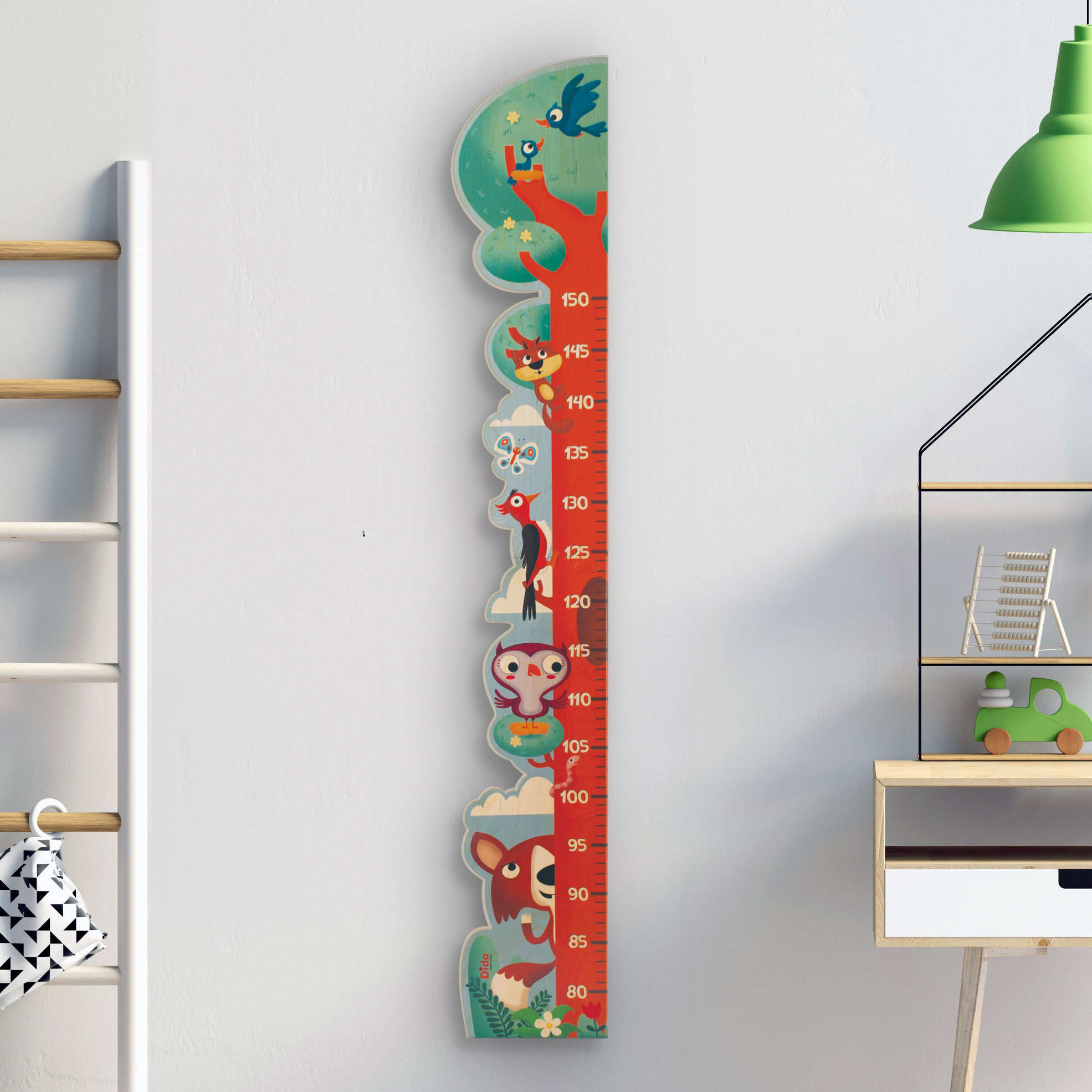 Metro della crescita in legno per bimbi- Albero e picchio- Camerette- Dida metro crescita albero