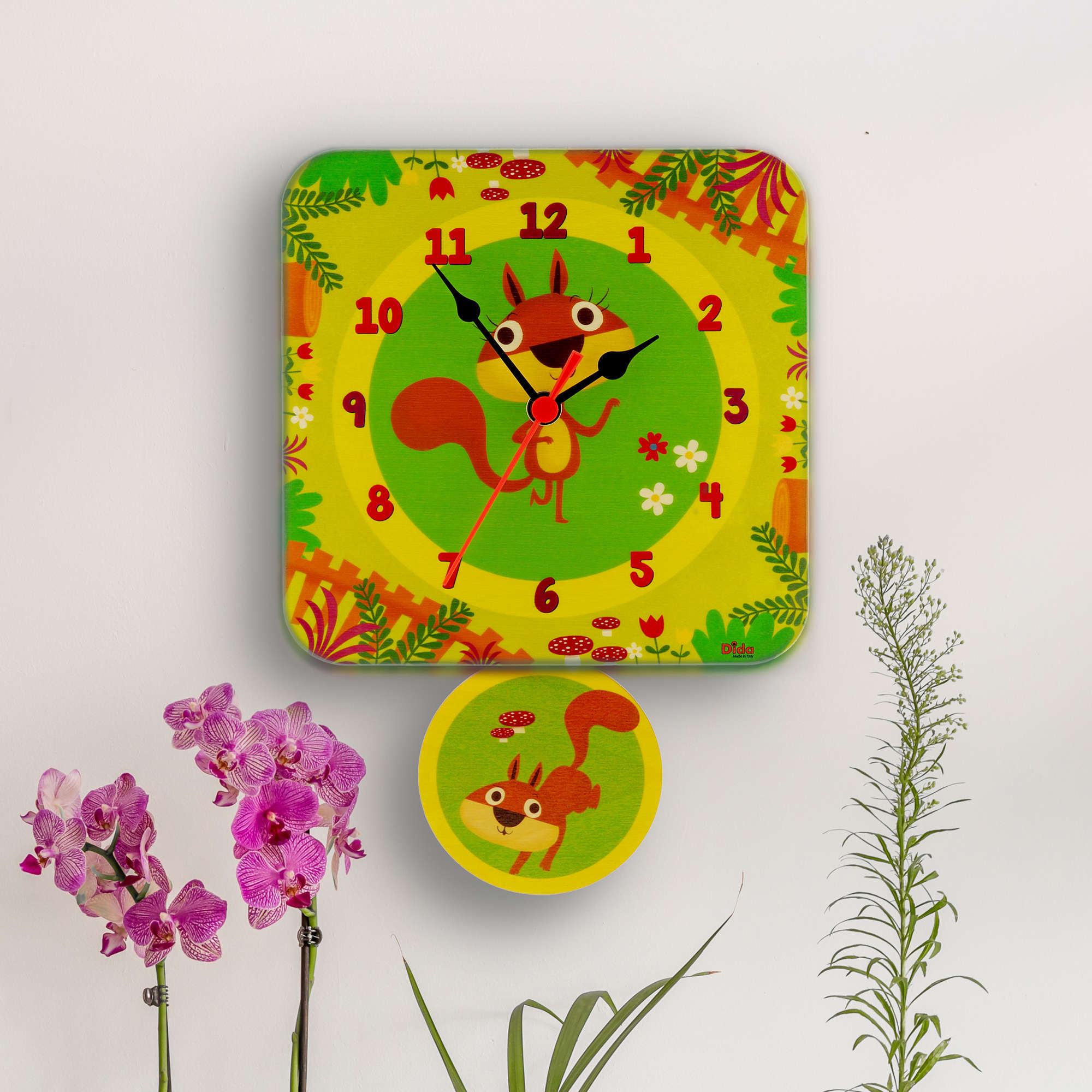 Orologio pendolo Scoiattoli per la cameretta dei bambini-Dida orologio pendolo scoiattoli