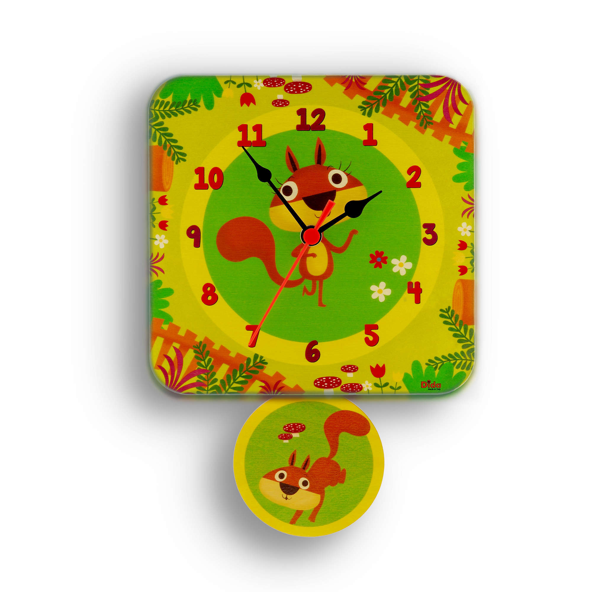 Orologio pendolo Scoiattoli per la cameretta dei bambini-Dida Orologio pendolo Scoiattoli per la cameretta dei bambini-Dida
