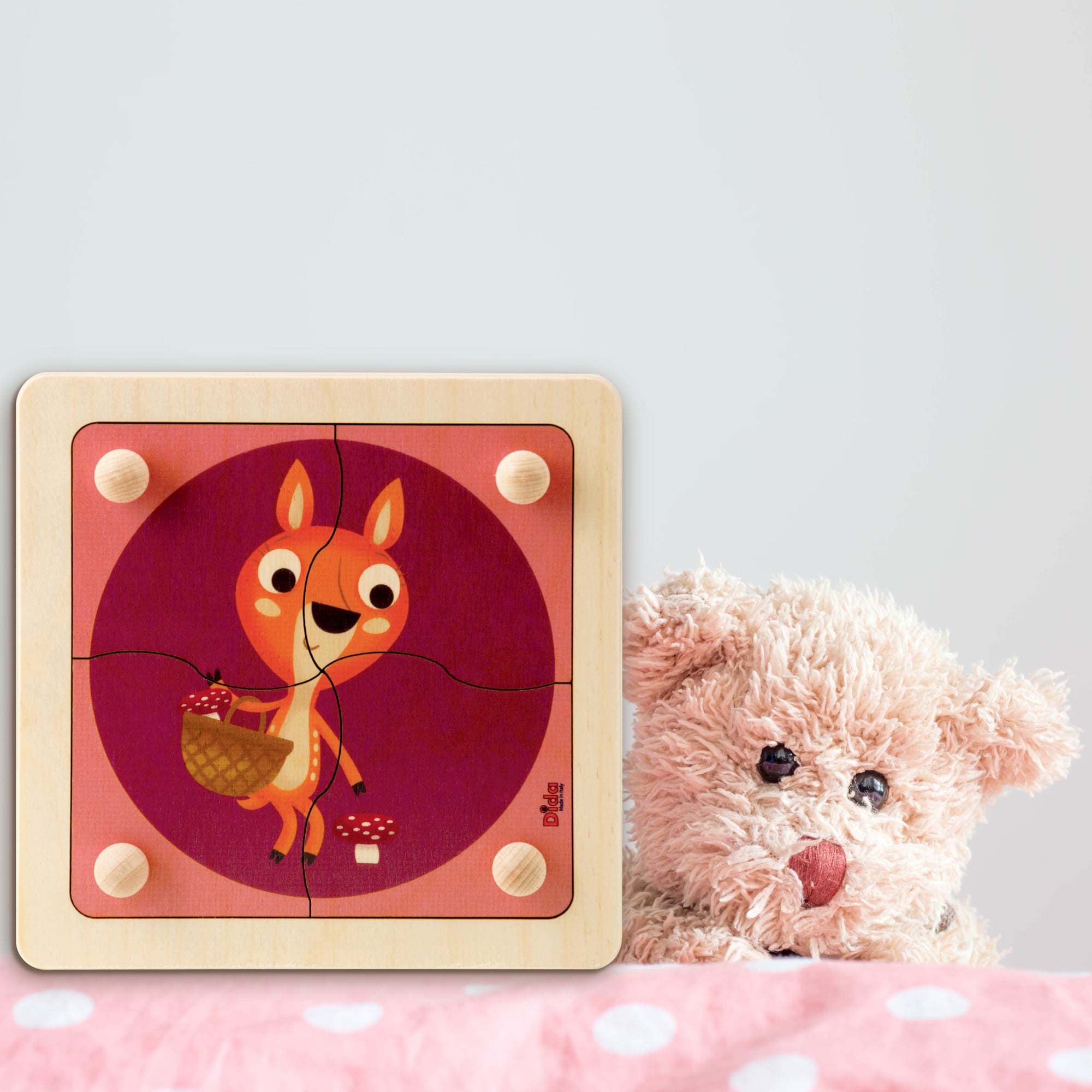 Puzzle Cerbiatto gioco educativo, stimola la manualità dei bimbi - Dida Puzzle Cerbiatto bosco