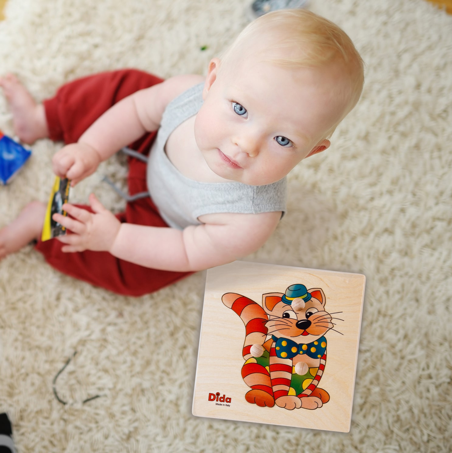 Puzzle Gatto, i primi incastri sviluppa l'attività visiva-motoria dei bimbi -Dida puzzle gatto
