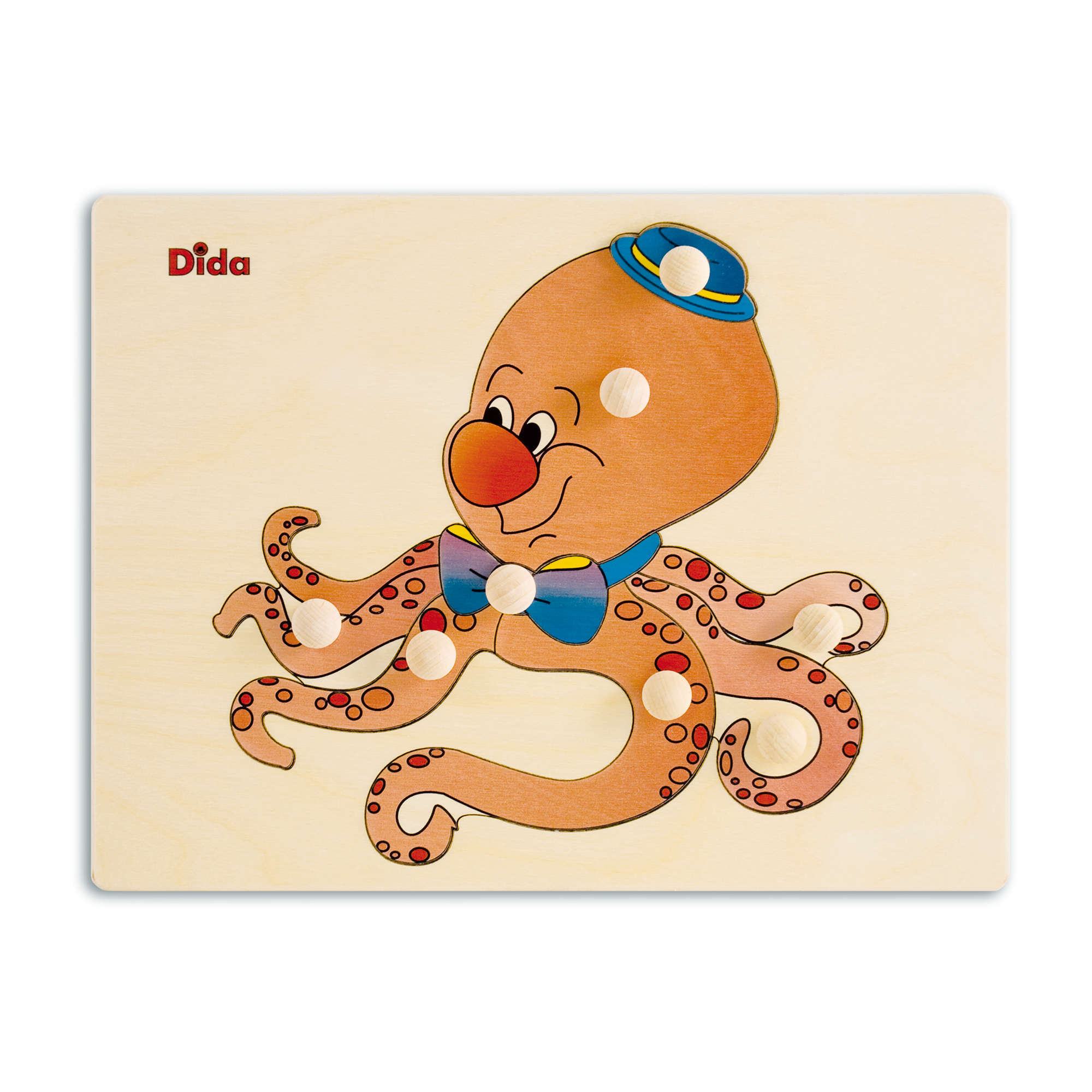 Puzzle in legno Polpo, 8 tessere con pomelli - Dida Puzzle in legno Polpo, 8 tessere con pomelli - Dida