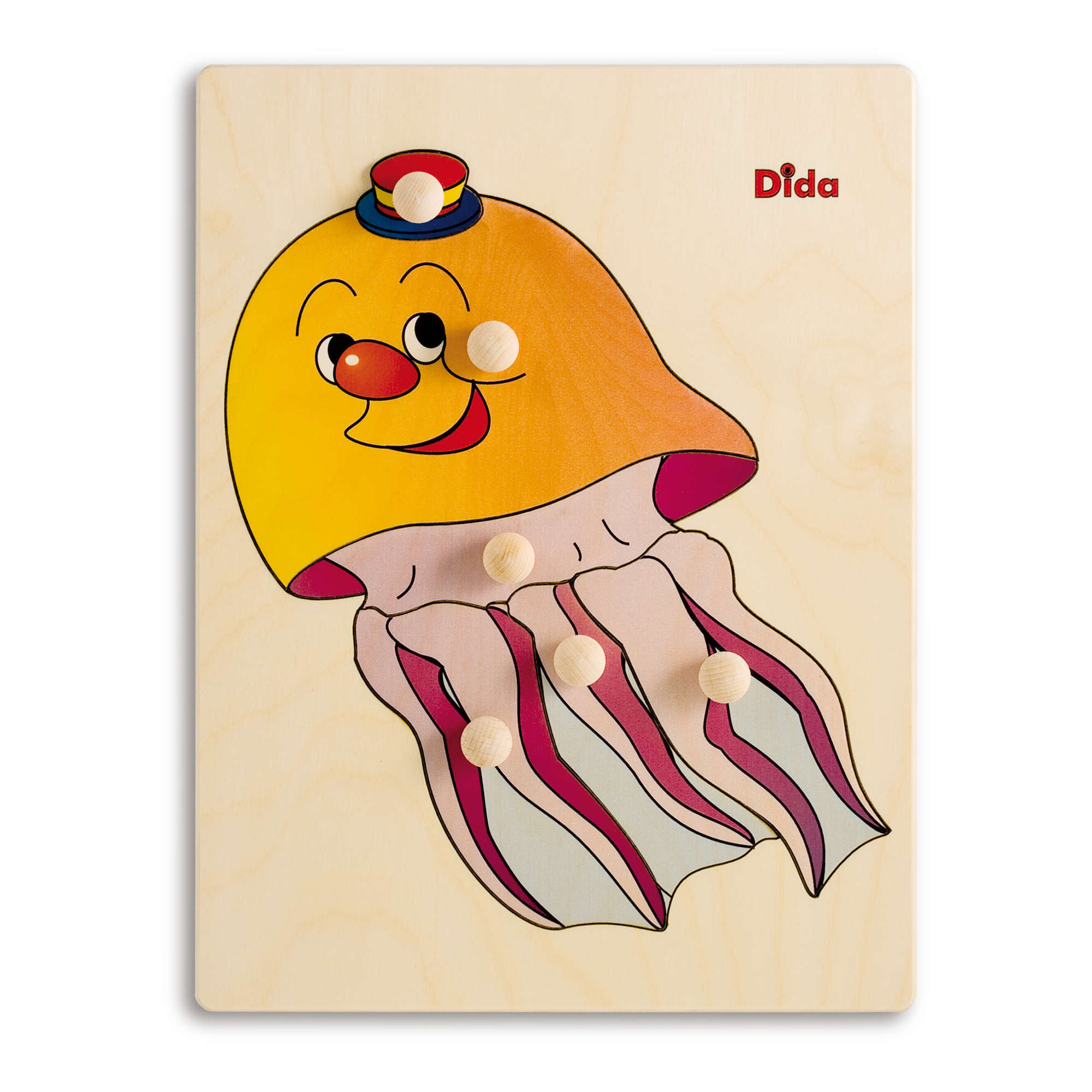 Puzzle in legno Medusa, 6 tessere con pomelli - Dida Puzzle in legno Medusa, 6 tessere con pomelli - Dida