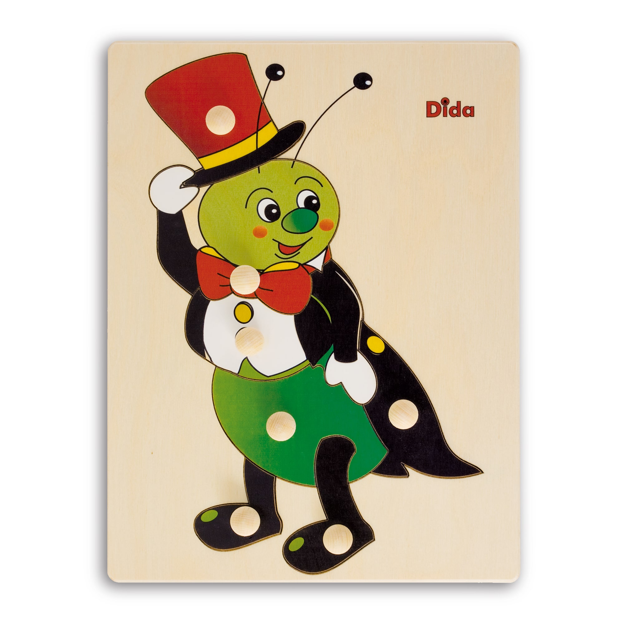 Puzzle in legno grillo, 7 tessere con pomelli - Gioco di pazienza, concentrazione, e osservazione - Dida