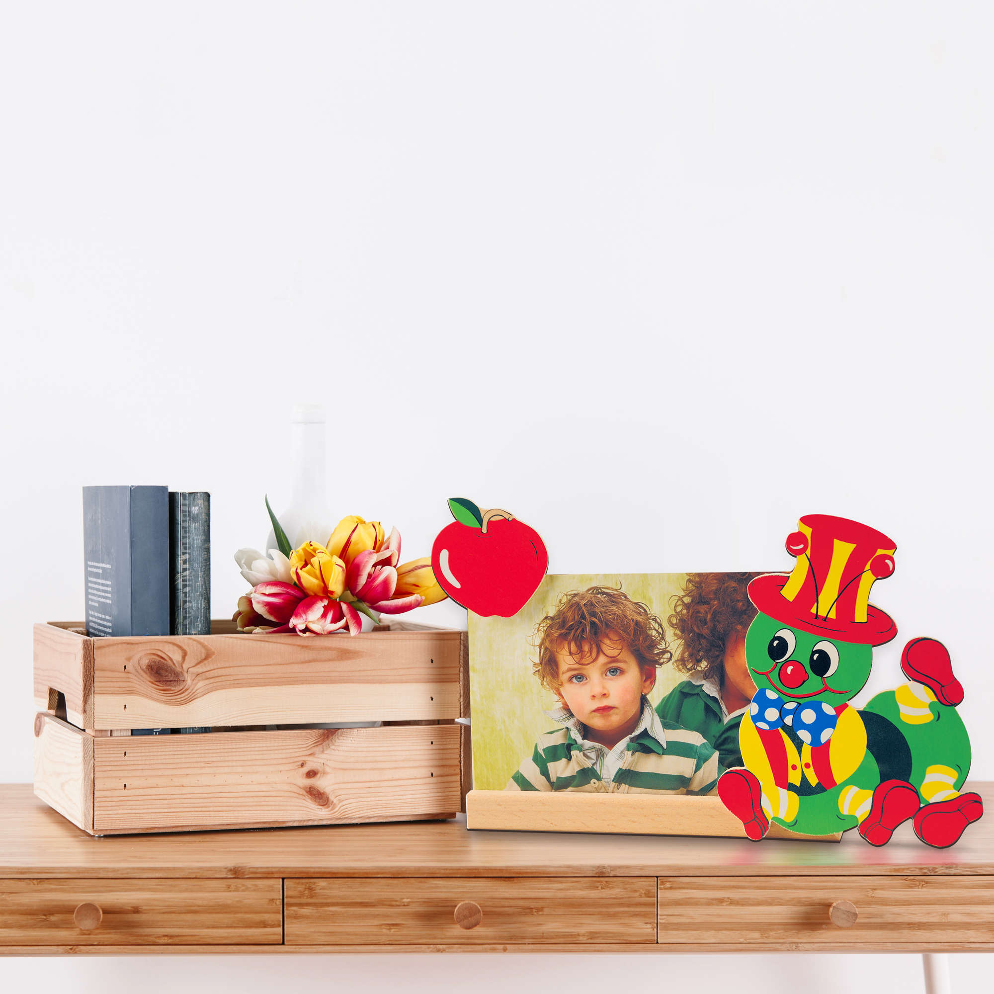 Portafoto in legno Bruco Mela - Dida Portafoto in legno Bruco Mela - Dida