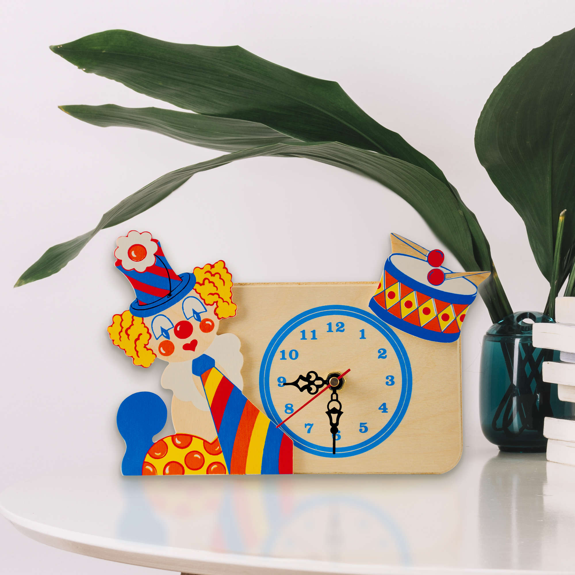 Orologio Clown - arredo da tavolo, design made in Italy e natura - Dida