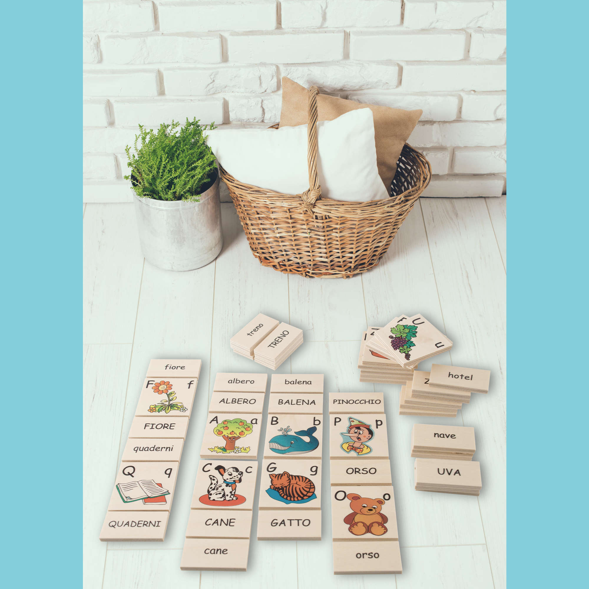 PS01-Alfabeto Figurato 63 tessere Alfabeto figurato metodi didattici per insegnare a leggere-Abecedario-Dida