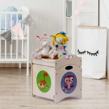 Pouf contenitore salvaspazio per bambini, sovrapponibile in cameretta