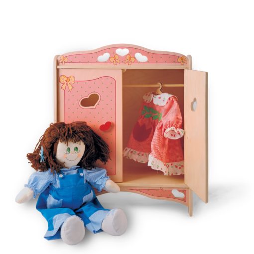 Armadio per bambole Rosa - Giochi creativi e simbolici in legno - Dida