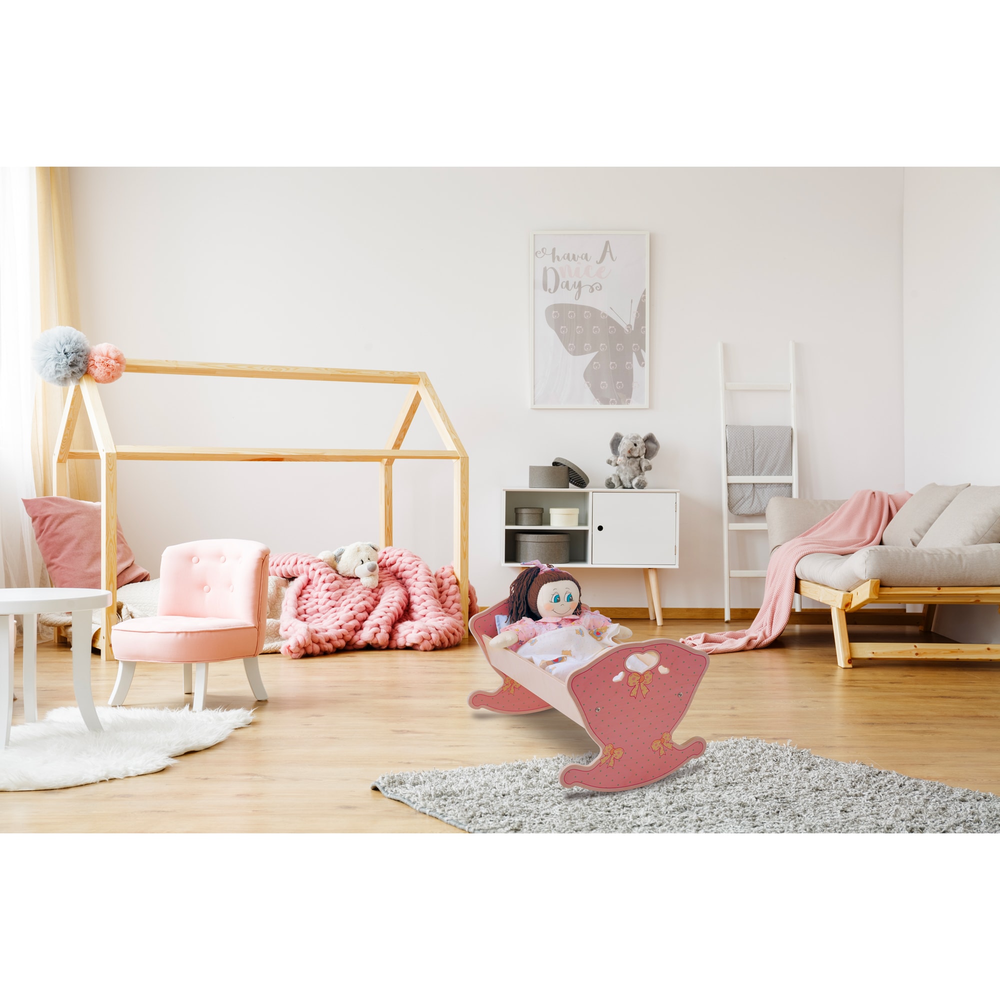 Culla per bambole Rosa gioco simbolico per bambini dai 2 anni di età -Dida Culla per bambole Rosa gioco simbolico per bambini dai 2 anni di età -Dida