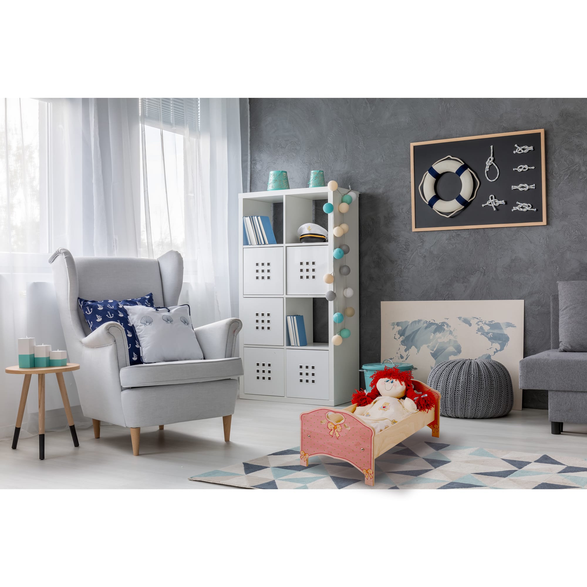 Lettino in legno per bambole Rosa - accessori per giochi simbolici - Dida Lettino in legno per bambole Rosa - accessori per giochi simbolici - Dida