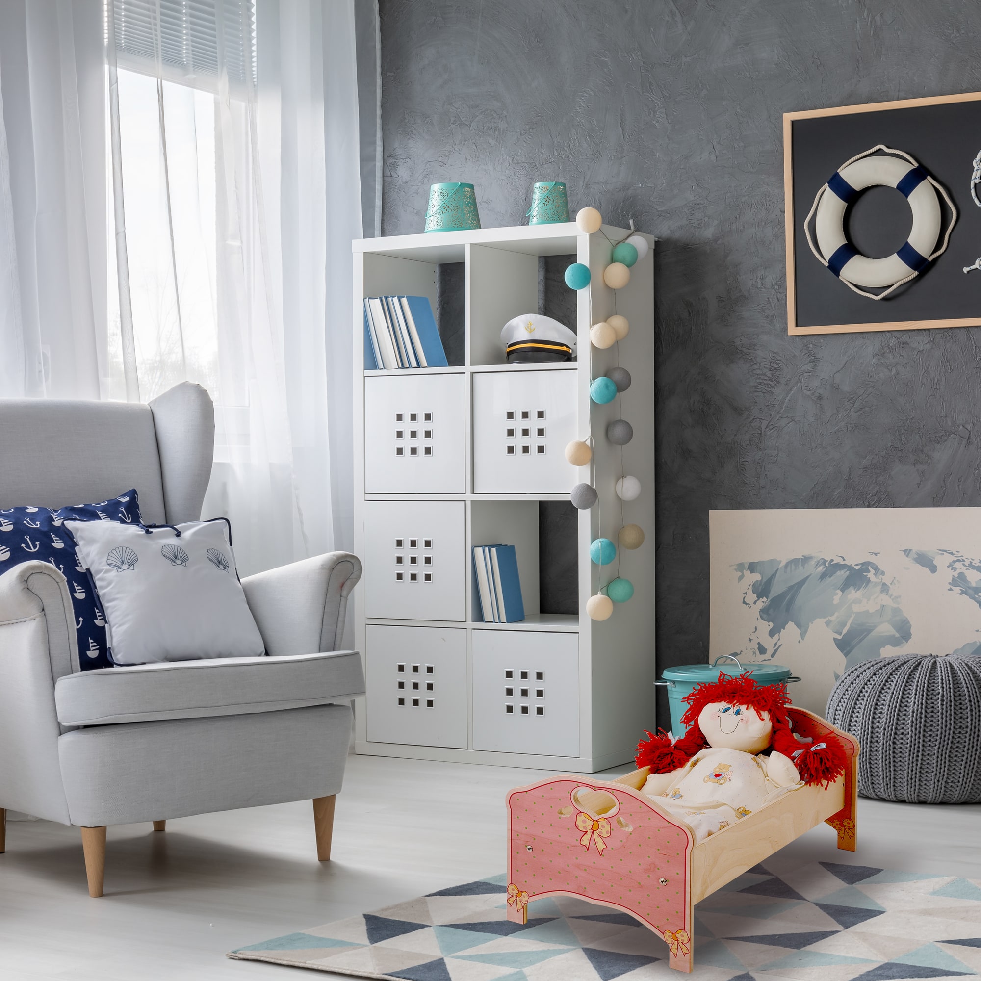 Lettino in legno per bambole Rosa - accessori per giochi simbolici - Dida Lettino in legno per bambole Rosa - accessori per giochi simbolici - Dida