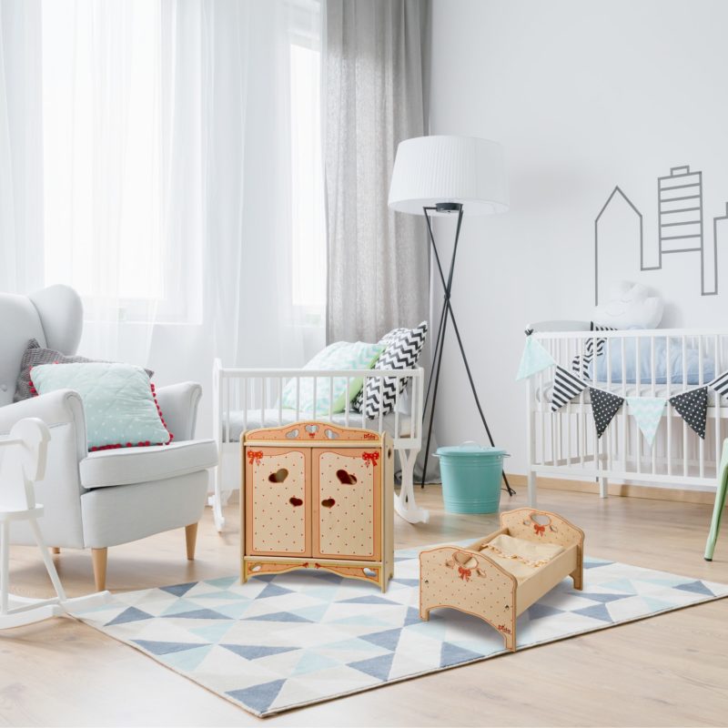 Mini Armadio Porta Abiti Per Bambole Rosa - 15,7x15,6x3,8 Cm Con 7 Cubi E 10 Grucce, Organizer Per Vestiti E Accessori - 4