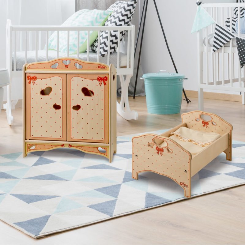 Mini Armadio Porta Abiti Per Bambole 15,7x15,6x3,8 Cm Rosa Con 10 Grucce E 7 Scomparti - Organizer Per Vestiti E Accessori Bambole