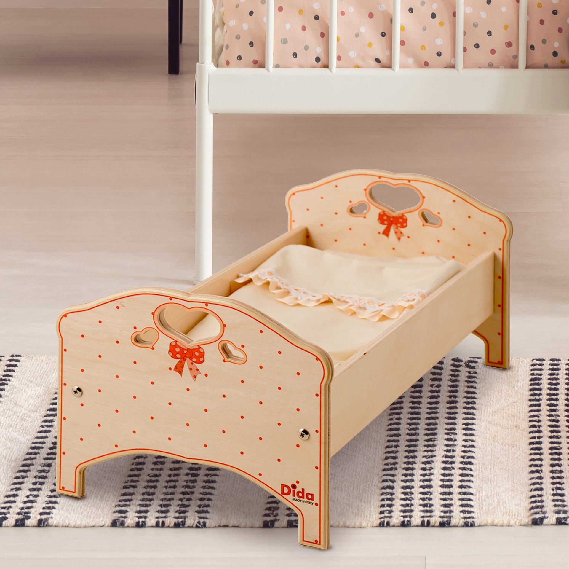 Lettino Culla Per Bambole Rosa - Mobili In Miniatura Per Casa Delle Bambole